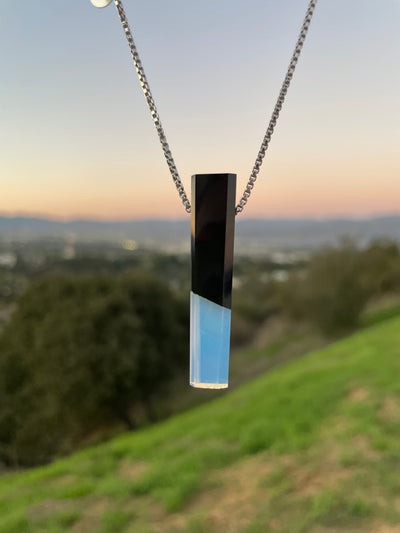 Black Jade & Opalite Intarsia Pendant
