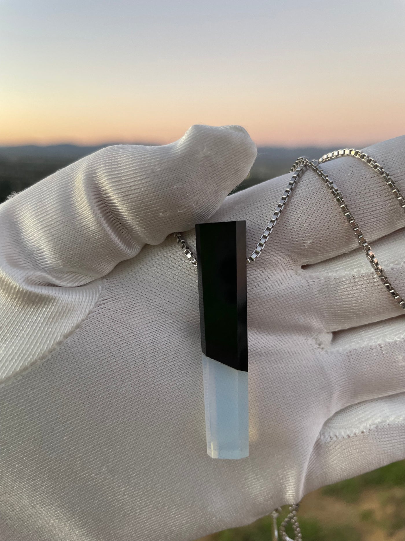 Black Jade & Opalite Intarsia Pendant