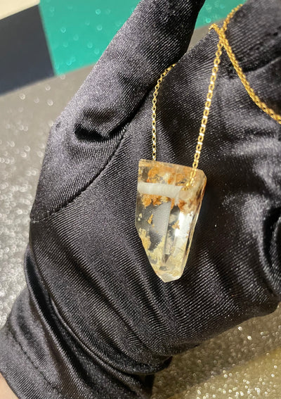Garden Quartz with Black Tourmaline Pendant