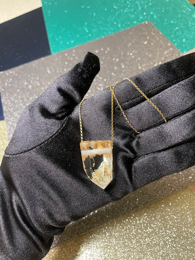 Garden Quartz with Black Tourmaline Pendant