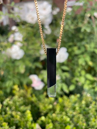 Black Jade & Green Amethyst Intarsia Pendant