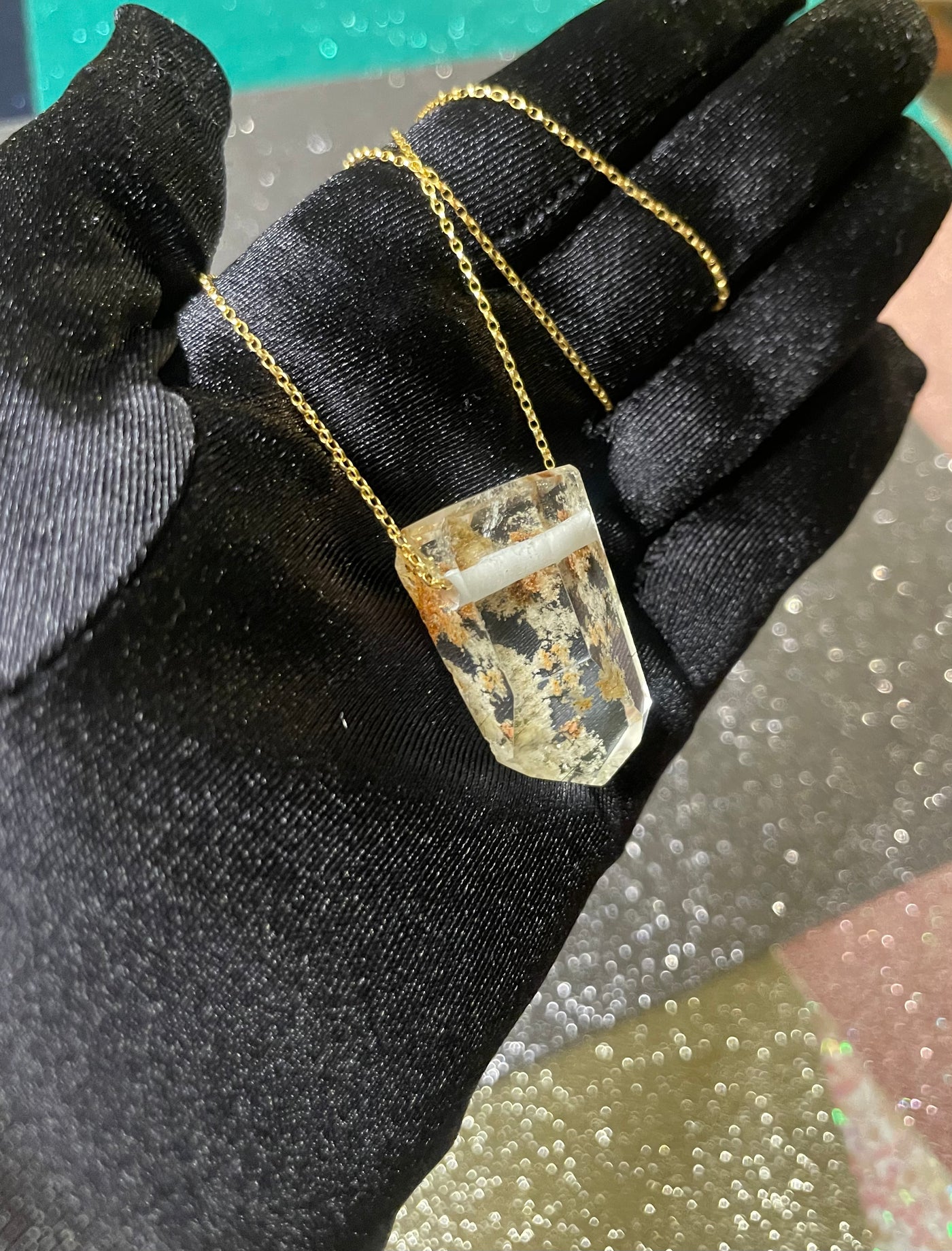 Garden Quartz with Black Tourmaline Pendant