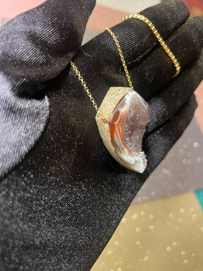 Lilac Quartz Geode in Granite Pendant