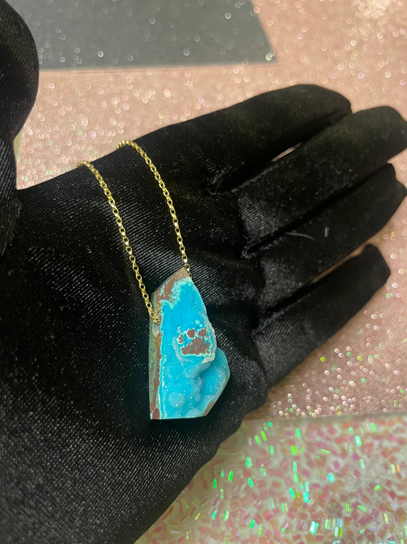 Druzy Chrysocolla Pendant
