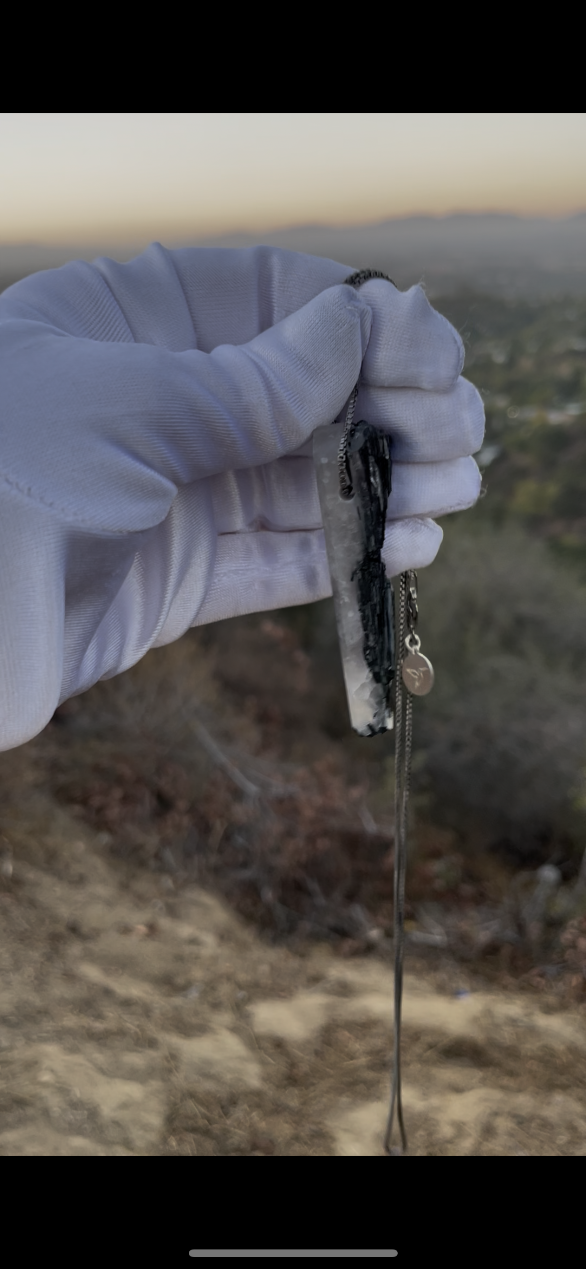 Black Tourmaline in Quartz Pendant