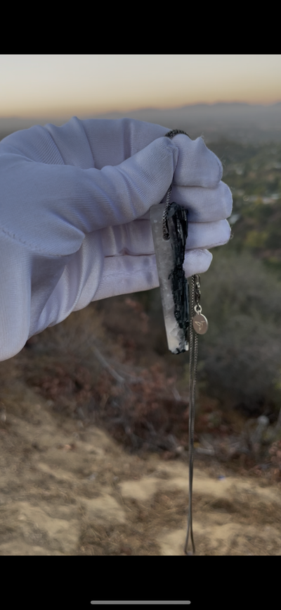 Black Tourmaline in Quartz Pendant