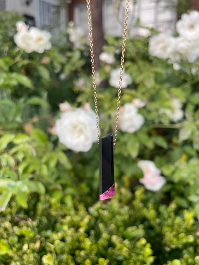 Black Jade & Tourmaline Intarsia Pendant