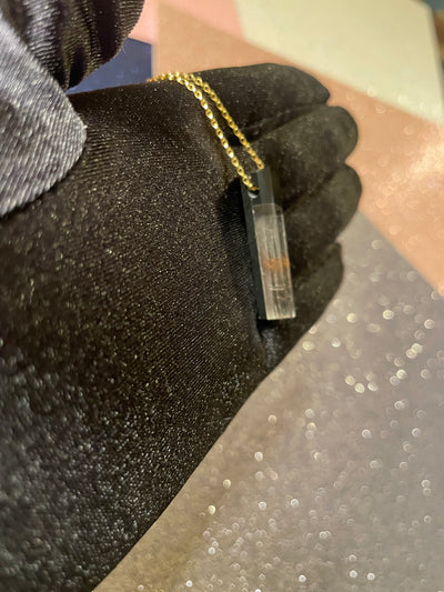 Black Jade & Rutilated Quartz Pendant