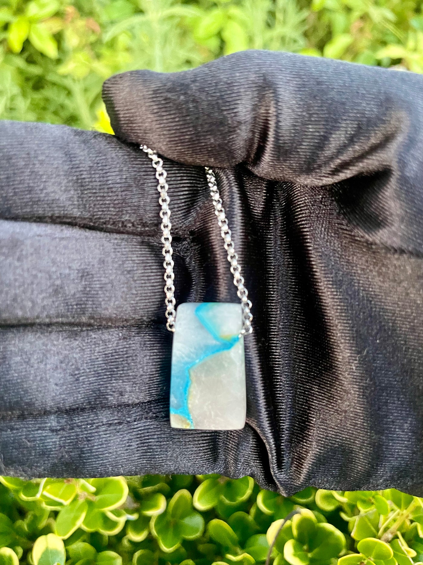 Shattuckite in Quartz Pendant