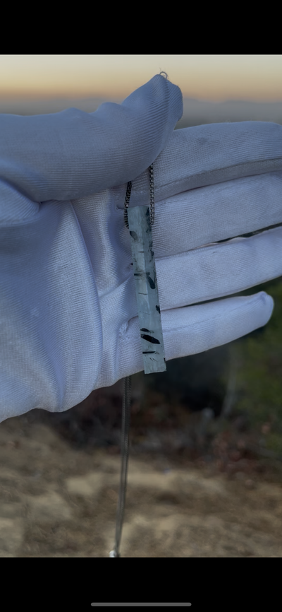 Black Tourmaline in Quartz Pendant