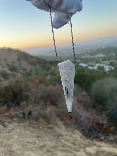 Black Tourmaline in Quartz Pendant
