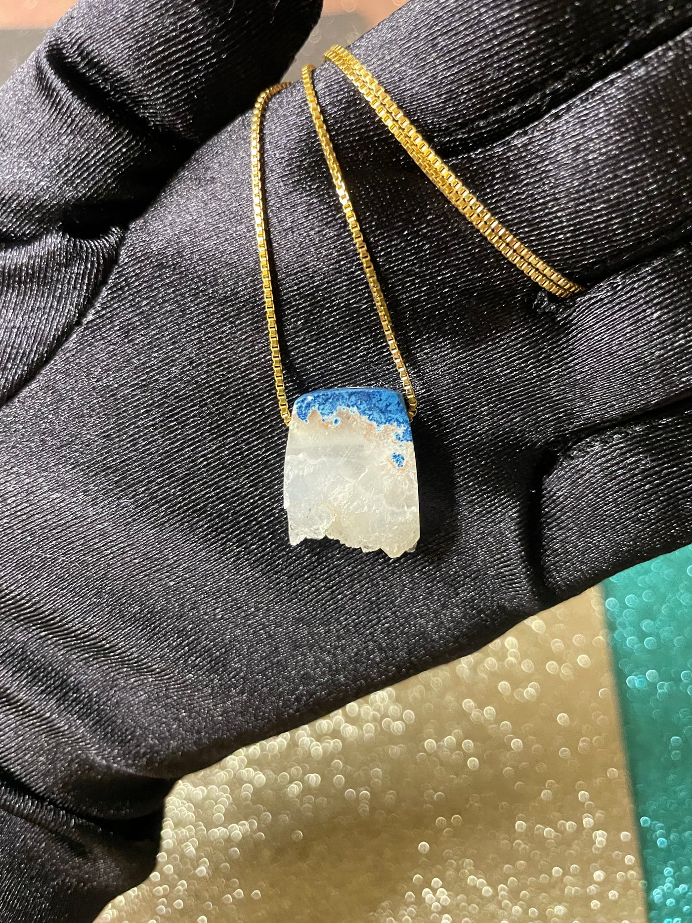 Shattuckite & Quartz Pendant