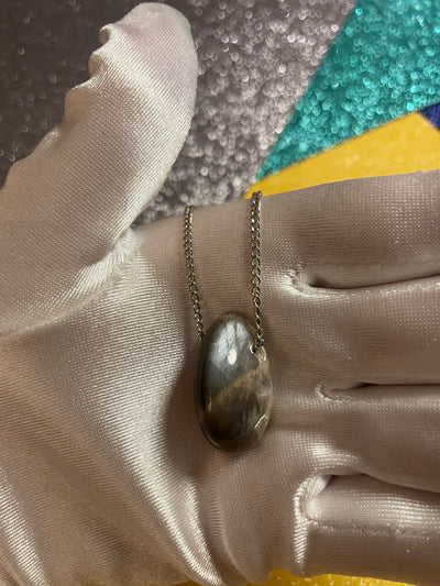 Black Moonstone & Sunstone Pendant