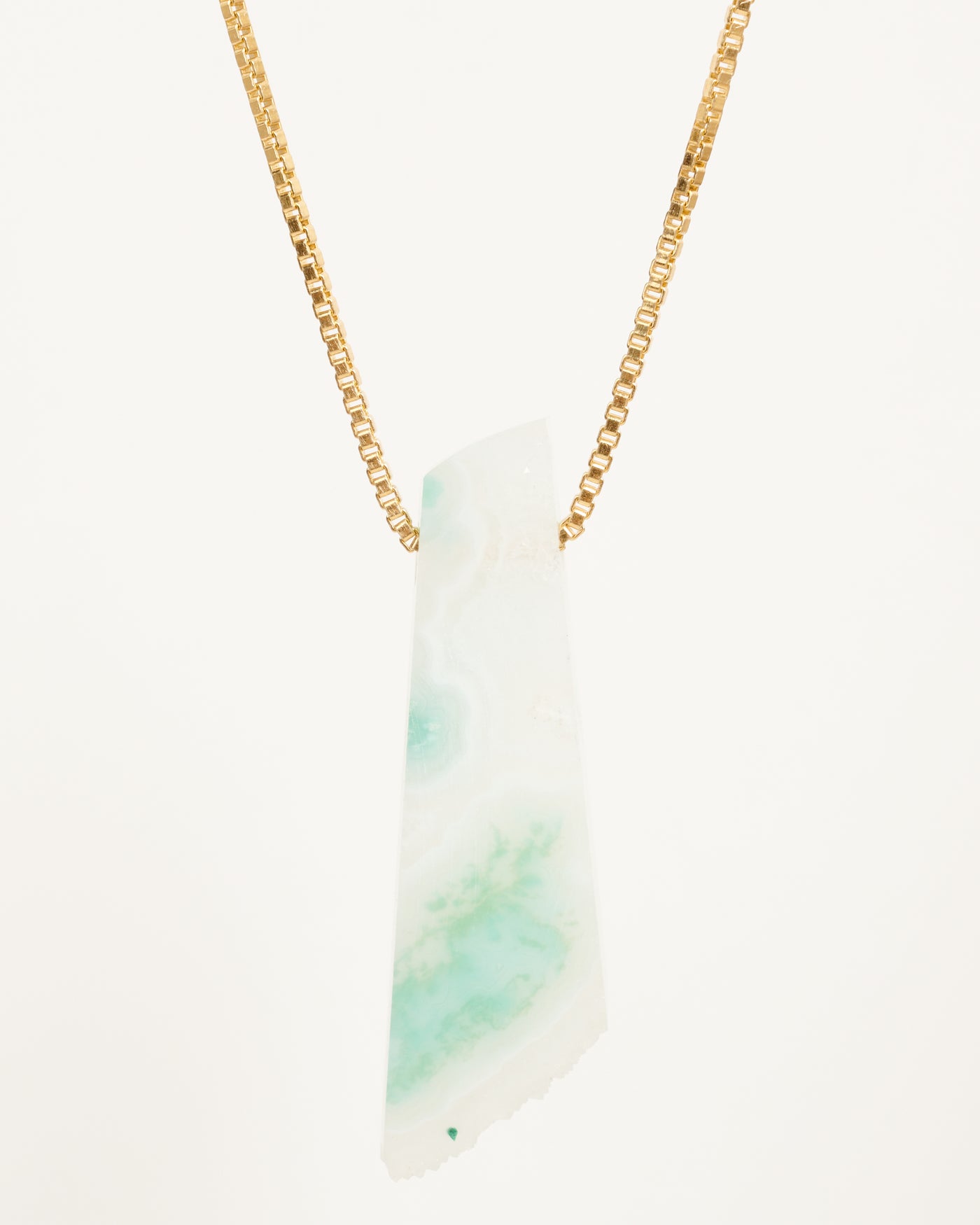 Chrysocolla in White Agate with Natural Druzy Pendant