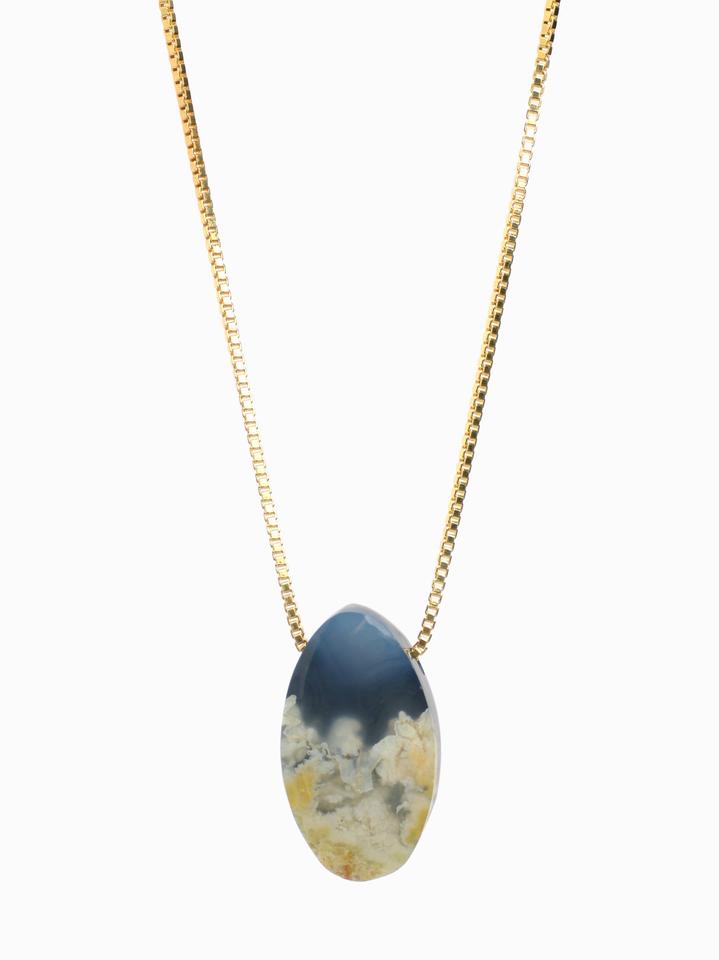 Plume Agate & Black Jade Pendant