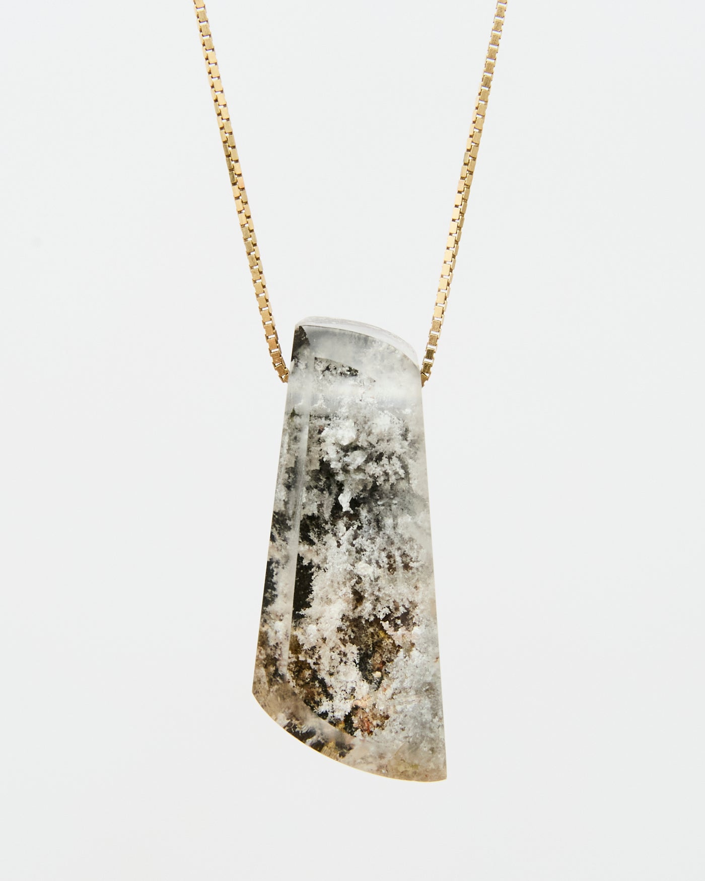 Garden Quartz & Black Jade Pendant