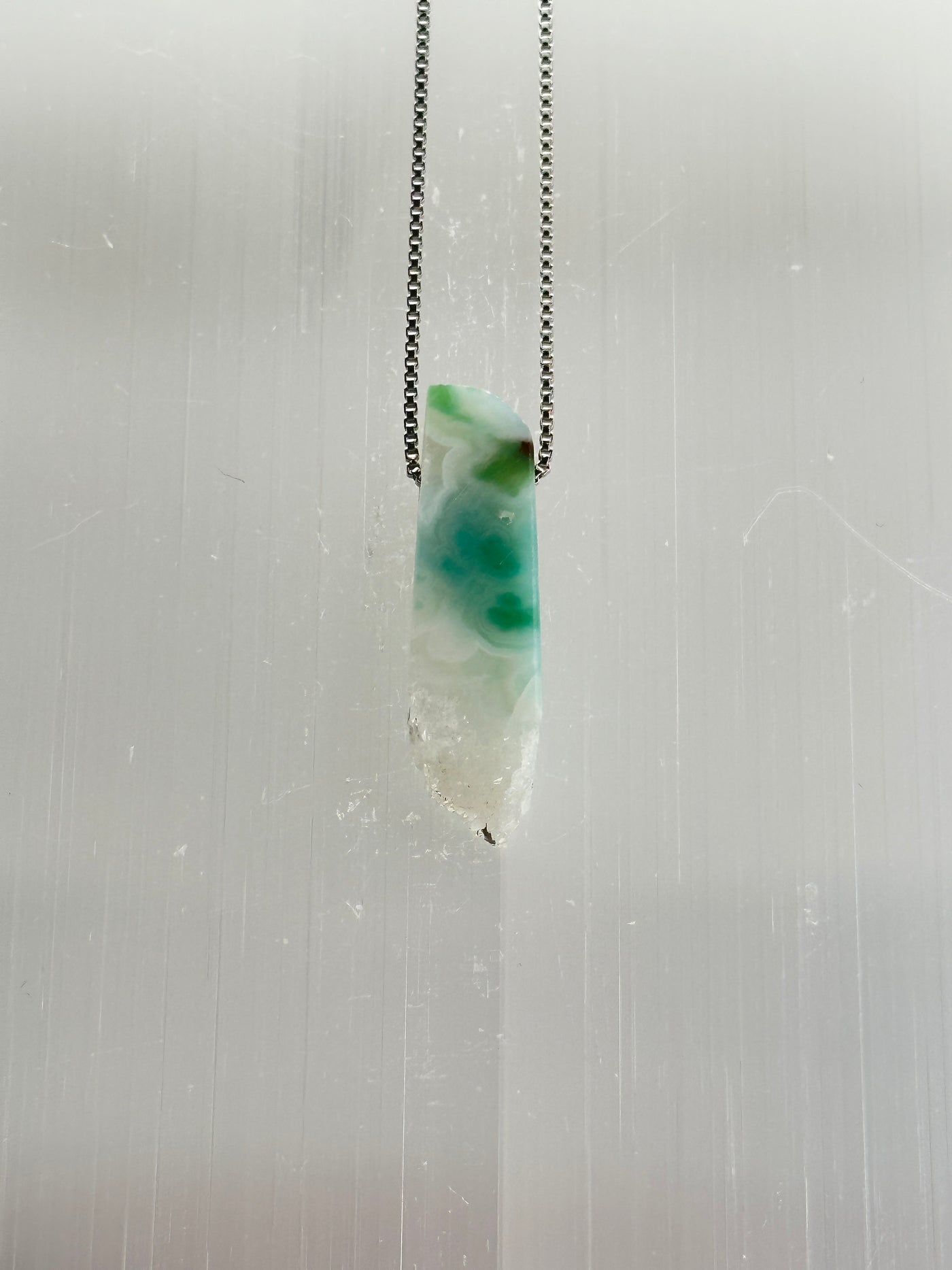 Chrysocolla in White Agate with Druzy Pendant
