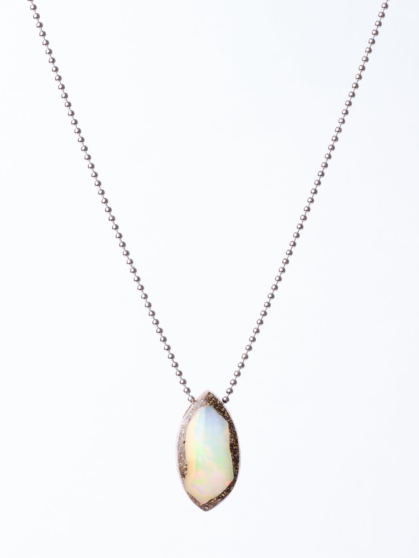 Multicolor Ethiopian Opal in Hematite Matrix Pendant