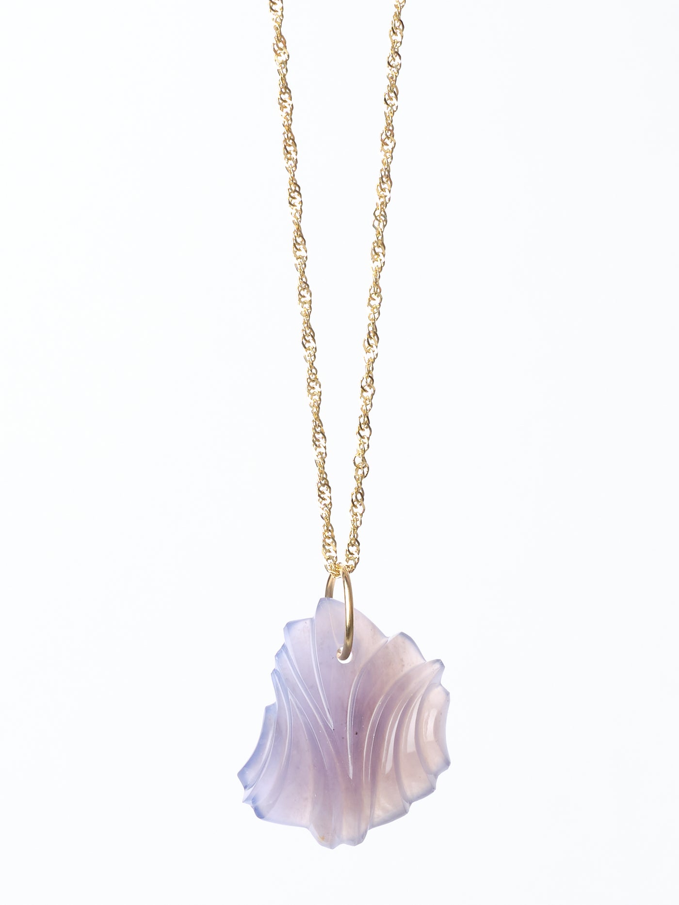 Carved Blue Chalcedony Pendant