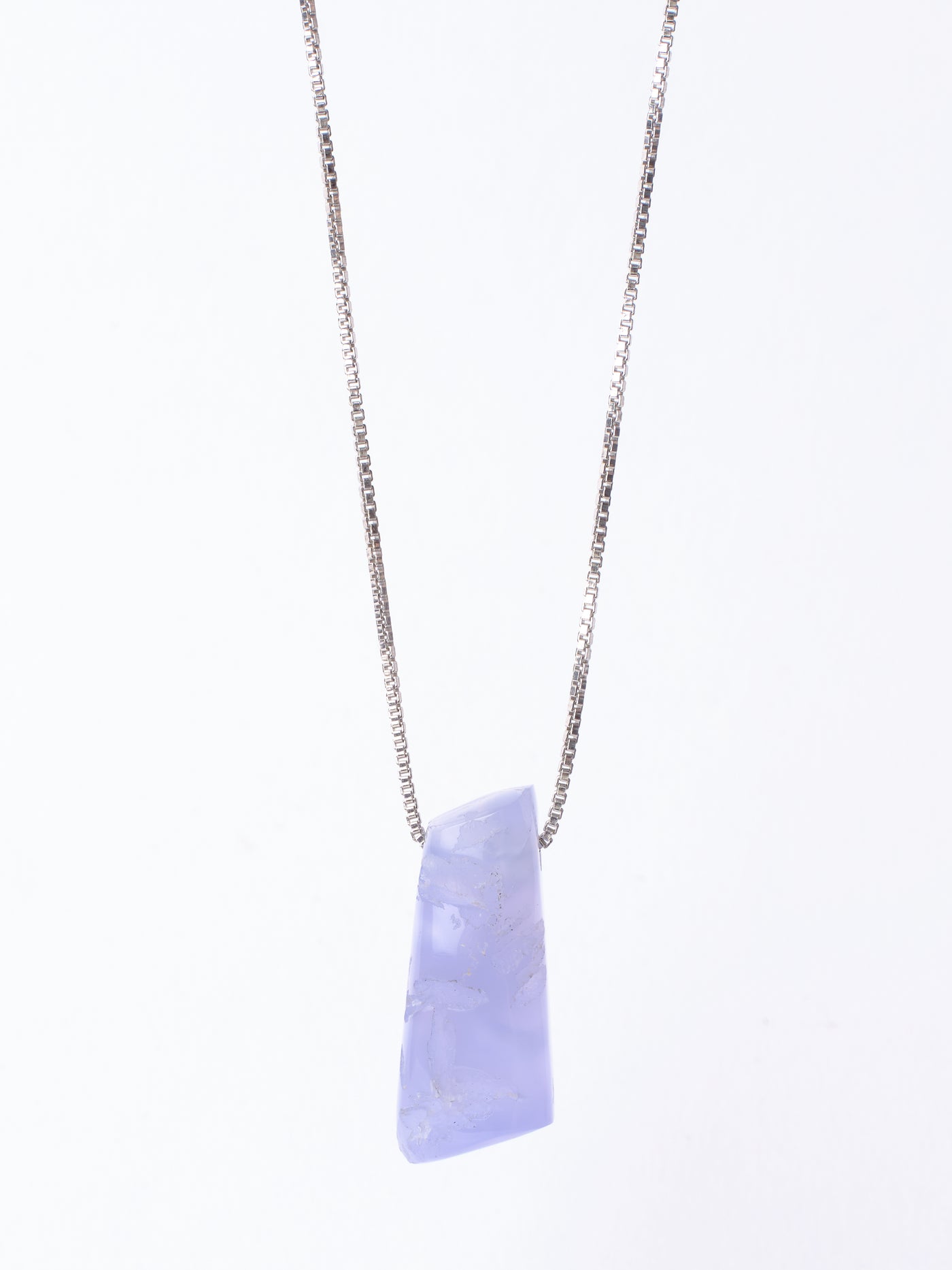 Polished & Natural Surface Mojave Blue Chalcedony Pendant (Rare)