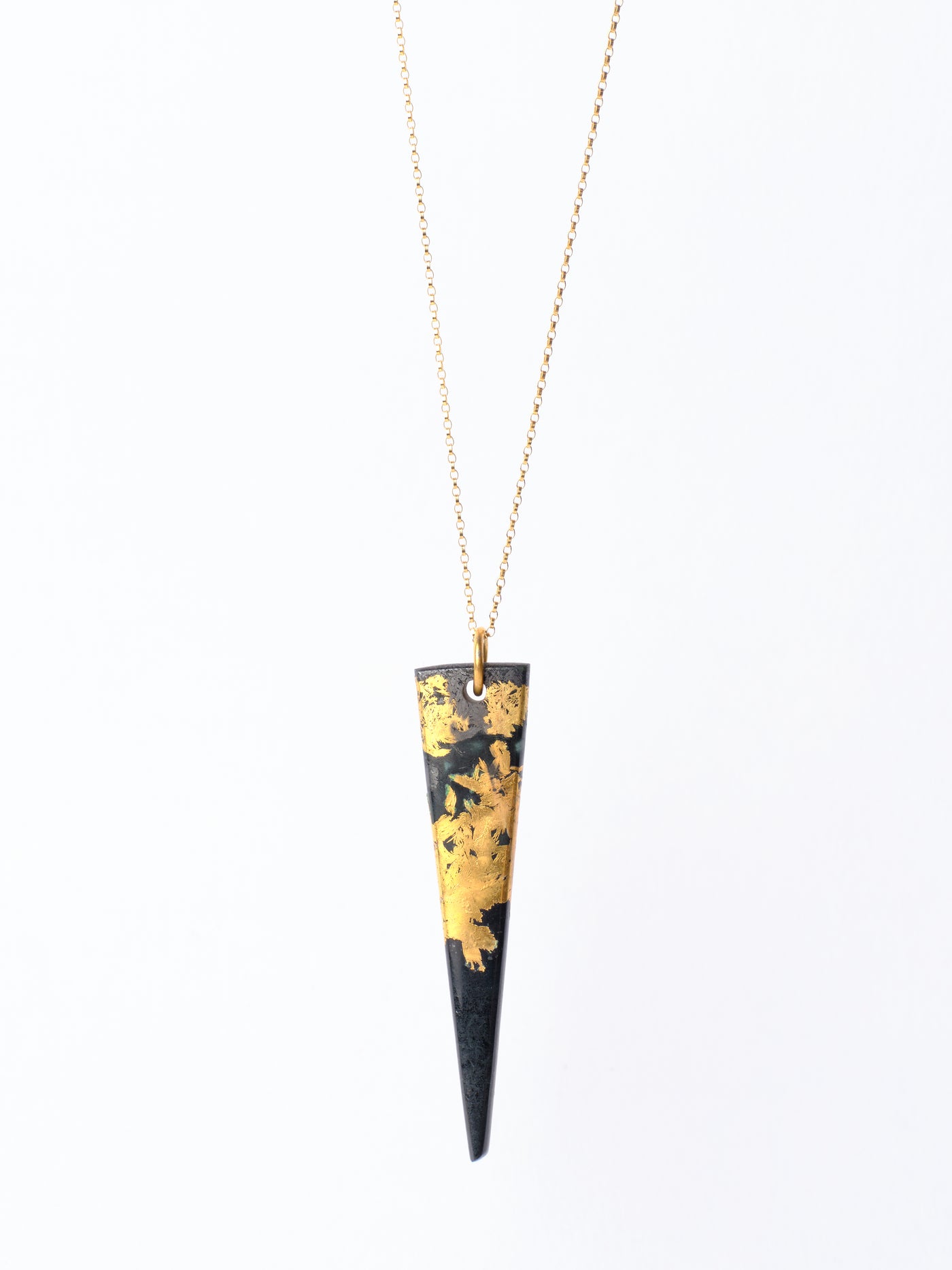 Gold Plated Magnetite in Black Jade Pendant (Rare)