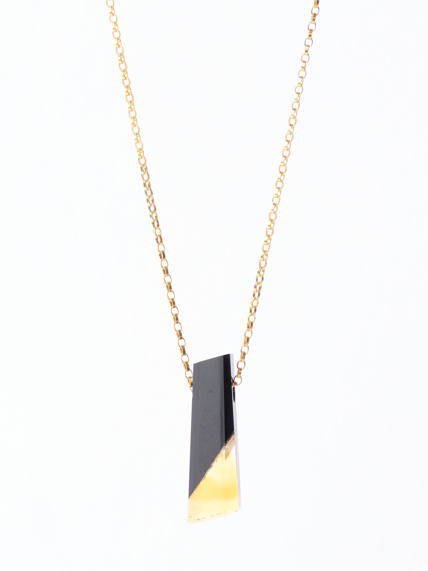 Black Jade & Citrine Intarsia Pendant