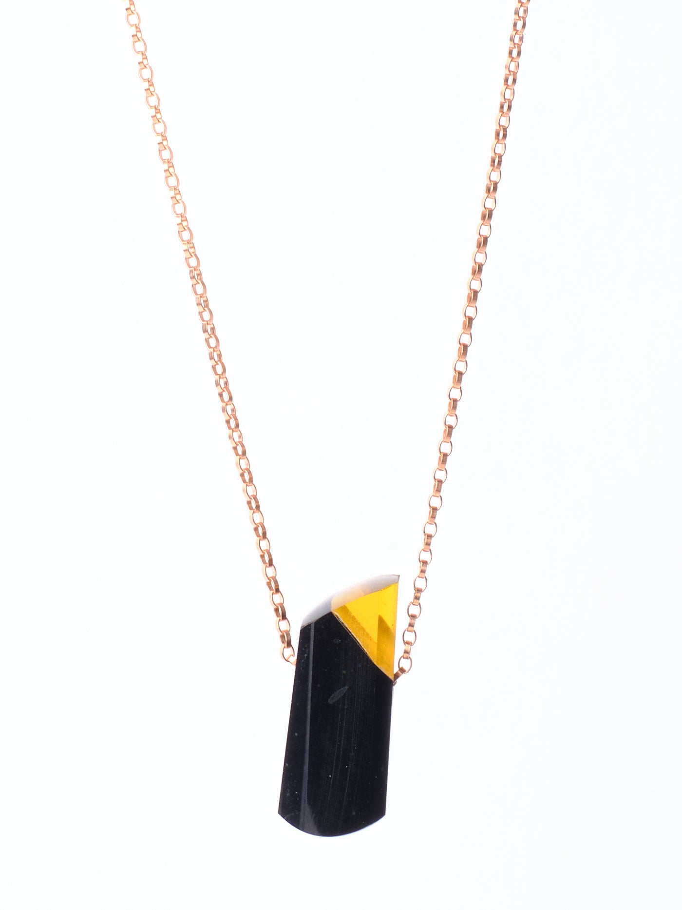 Black Jade & Citrine Intarsia Pendant