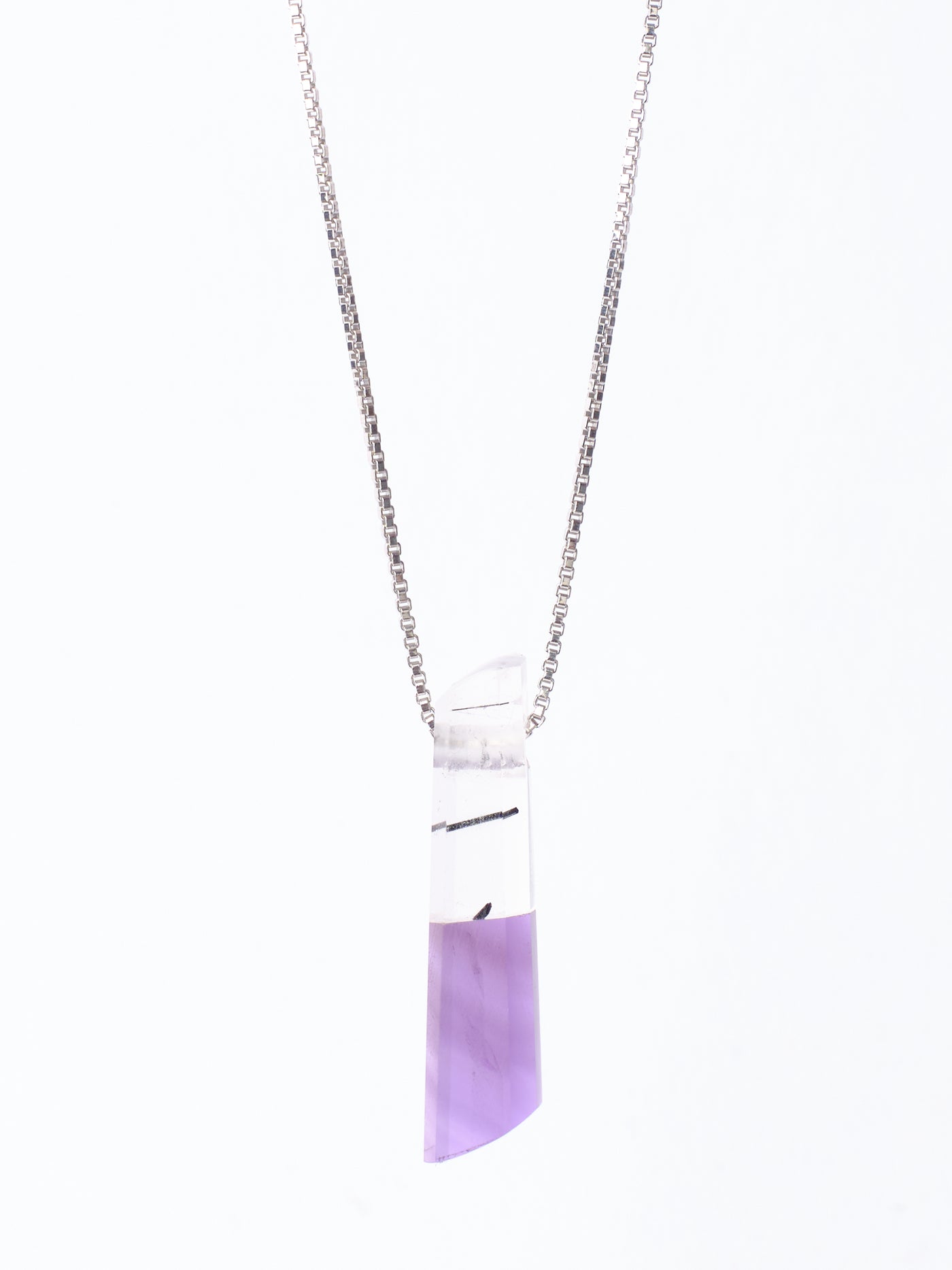 Amethyst & Tourmaline in Quartz Intarsia Pendant