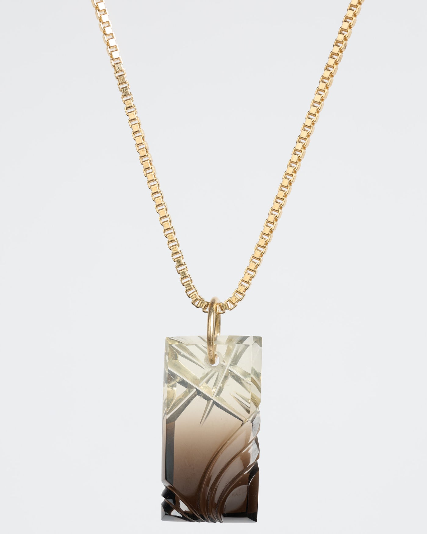 Bicolor Smoky Citrine Carved Pendant