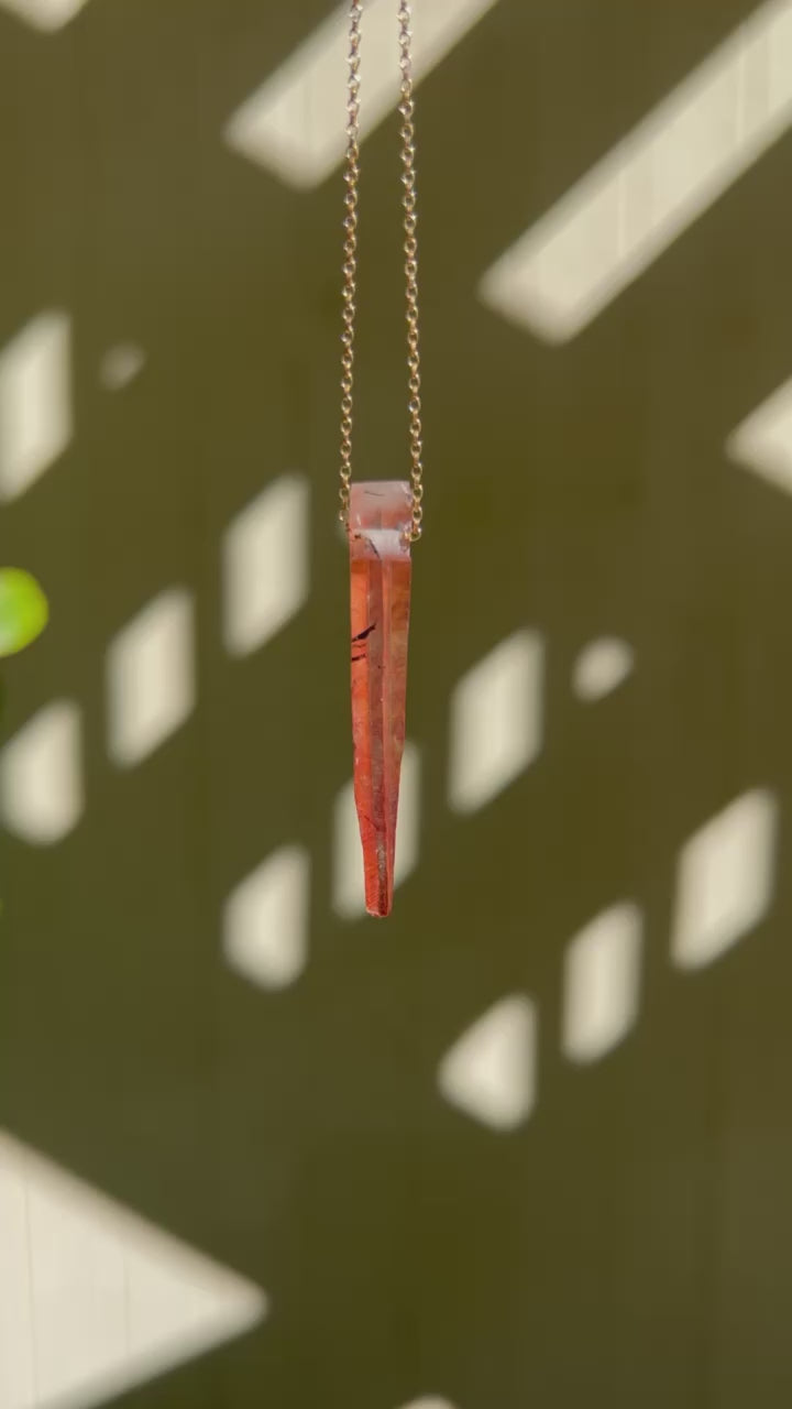Hematite on Quartz Pendant