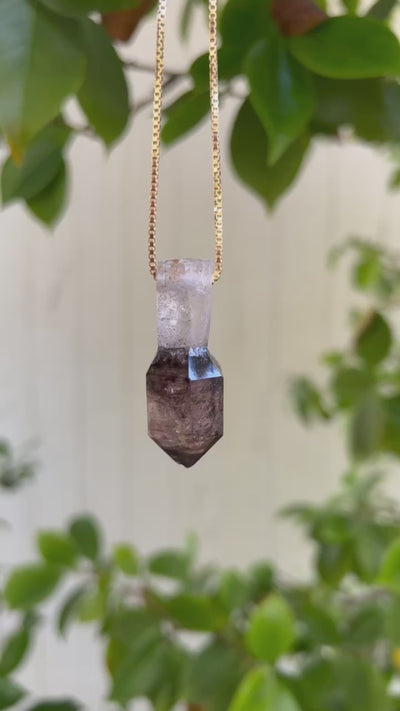 Natural Surface Smoky Amethyst with Hematite Pendant