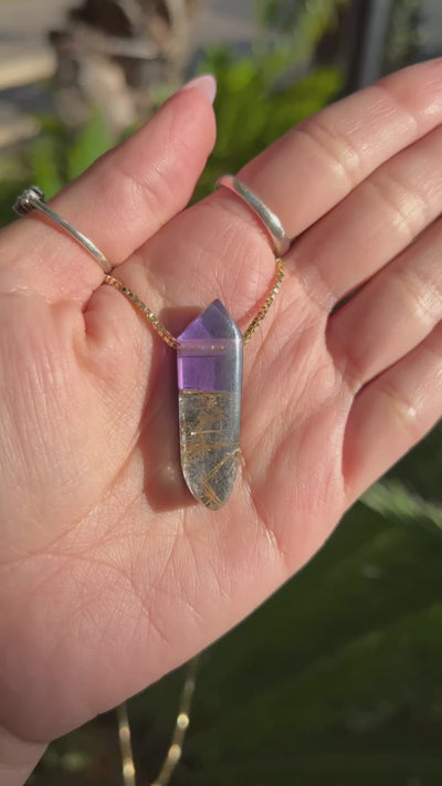 Amethyst & Rutile over Mother of Pearl Pendant