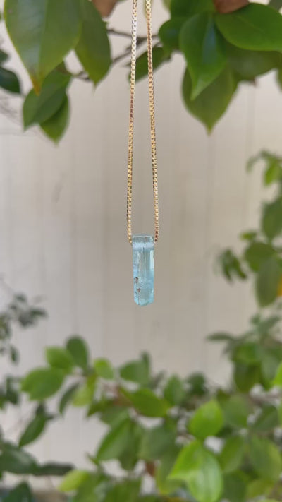 Aquamarine Blue Crystal Cube Necklace – YUMI JEWELRY + PLANTS