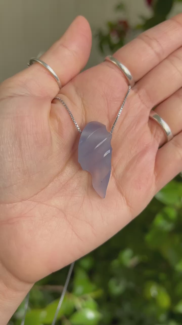 Matte & Polished Carved Blue Chalcedony