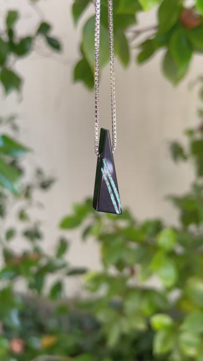 Black Jade with Turquoise Inlay Pendant