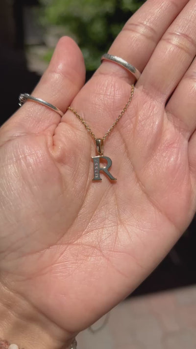 14k Yellow Gold "R" Pendant