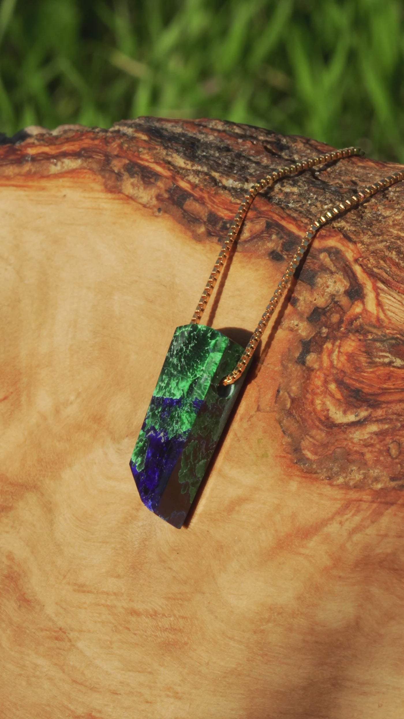 Azurite & Chatoyant Malachite Pendant